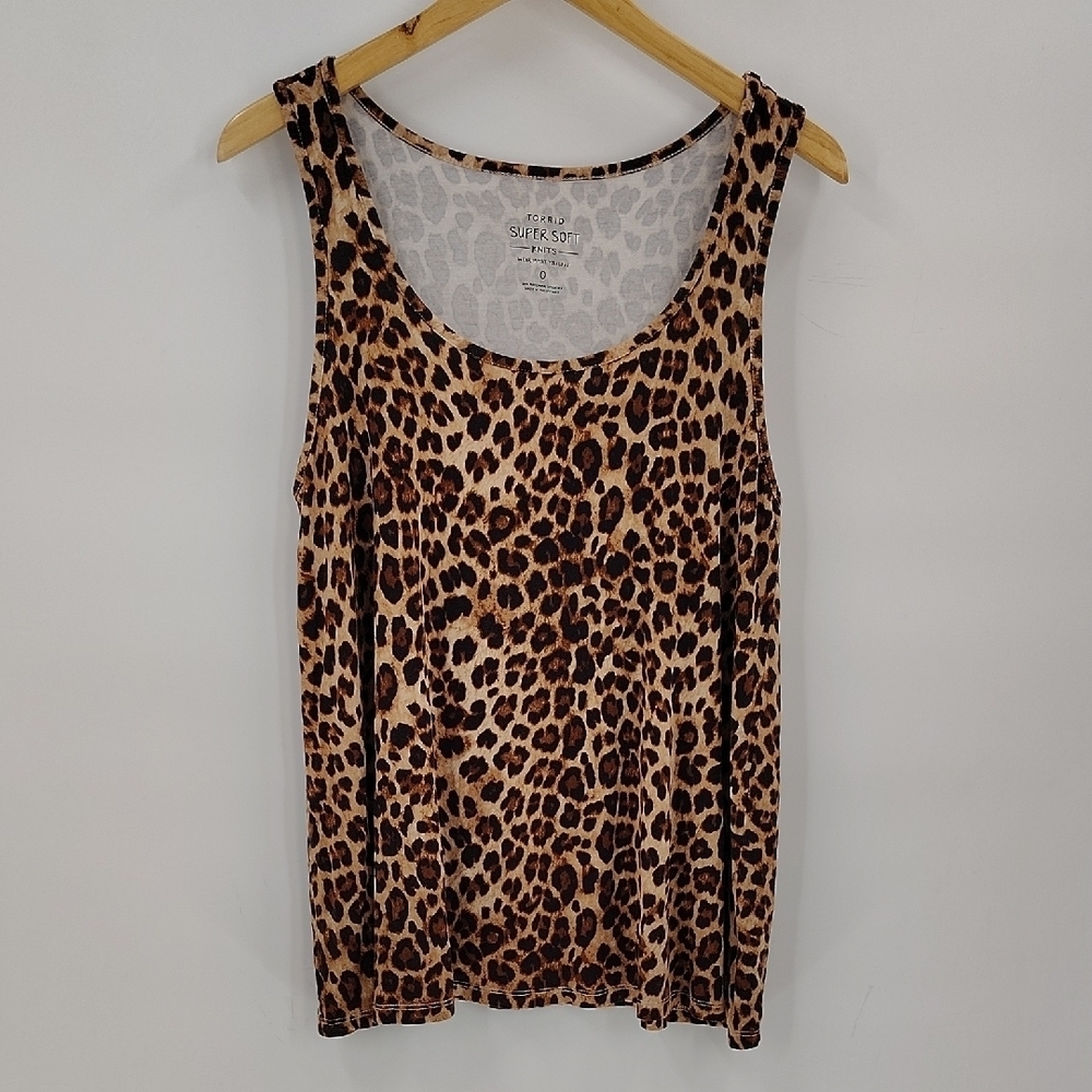 Torrid Top Size Large Leopard Print Sleeveless Brown Tan Stretch